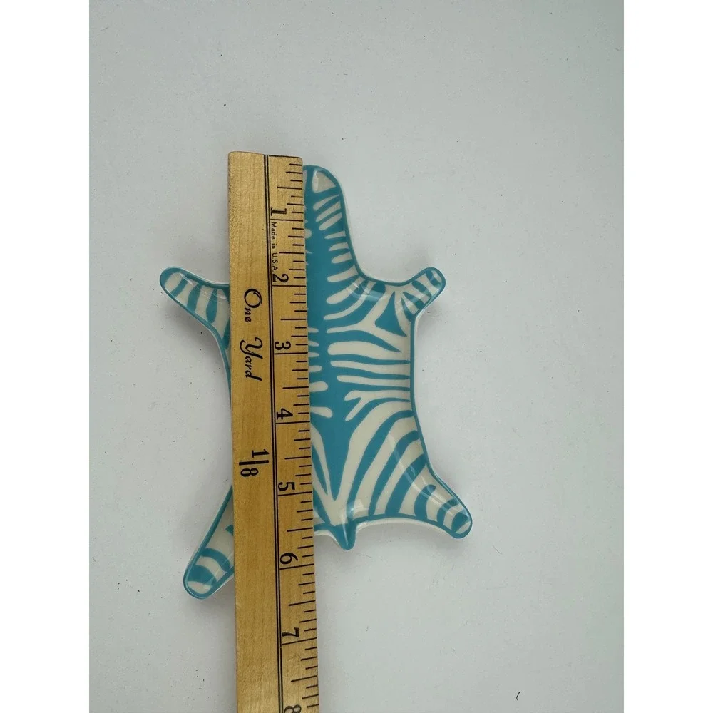 Jonathan Adler Zebra Dish Blue White Porcelain Animal Hide Trinket Tray Catchall